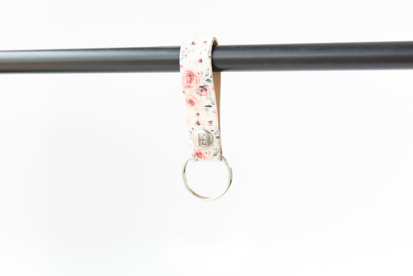 Leather Keychain / Snap Loop / Rosey Cork