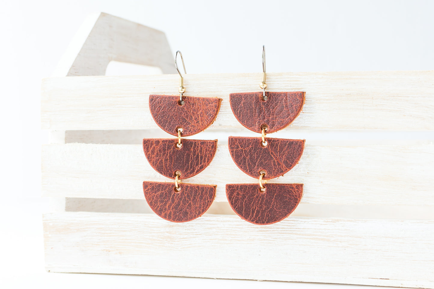 Leather Earrings / Tri Luna / Copper Cowboy