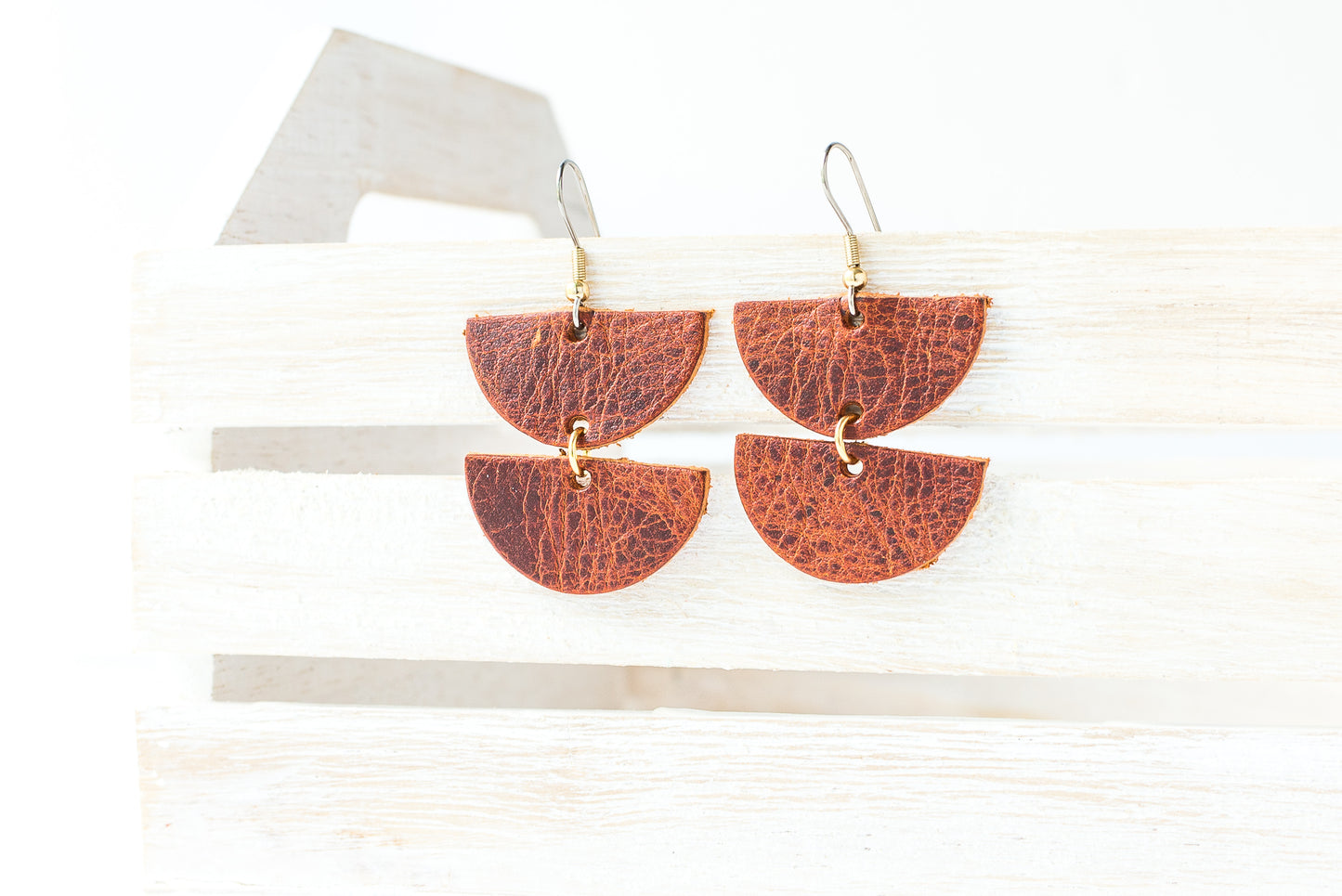 Leather Earrings / Demi Luna / Copper Cowboy