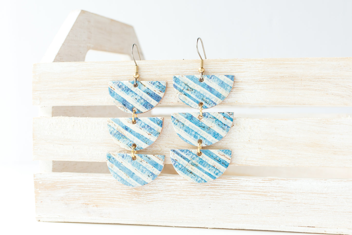 Leather Earrings / Tri Luna / Seaside Cork