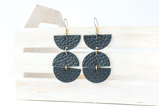 Leather Earrings / Mila / Deep Black