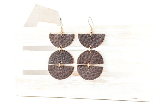 Leather Earrings / Mila / Chocolate Brown