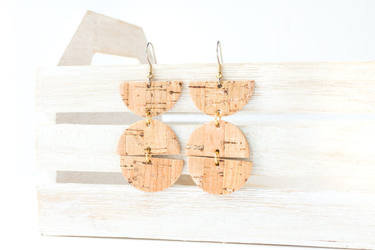 Leather Earrings / Mila / Rosegold Cork