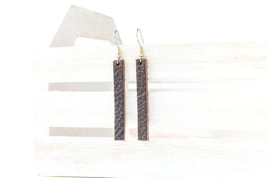 Leather Earrings / Simple / Chocolate Brown