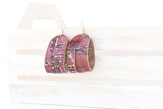 Leather Earrings / Mini Sliced / Driftwood Oxide
