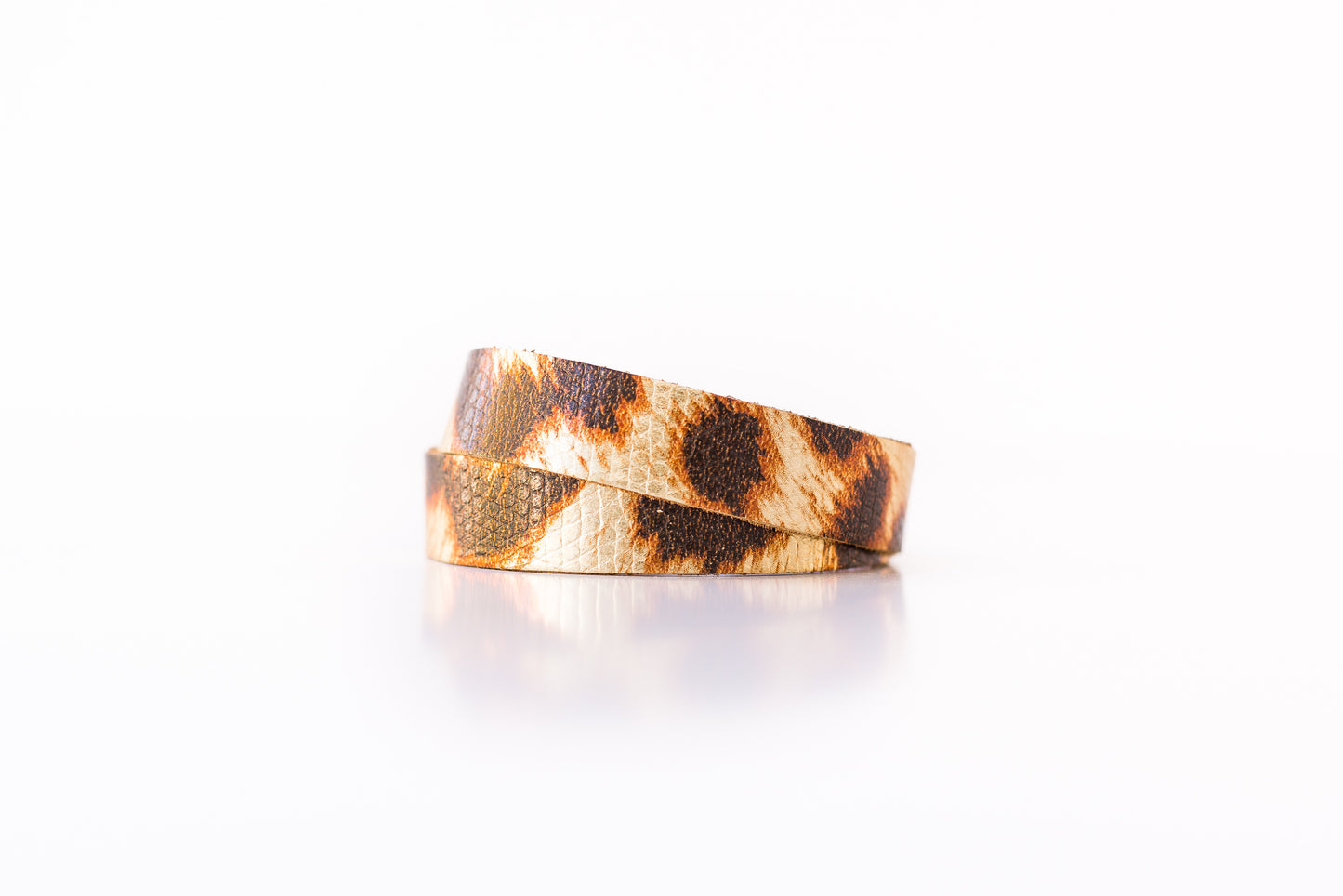 Leather Bracelet / Slim Wrap Cuff / Shimmer Big Cat