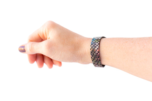 Leather Bracelet / Skinny Slim Cuff / Prism Snake