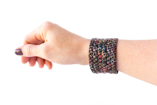 Leather Bracelet / Original Sliced Cuff / Prism Snake