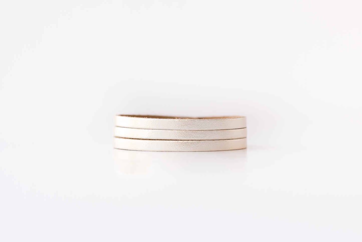 Leather Bracelet / Ultra Skinny Sliced Cuff / Metallic Platinum