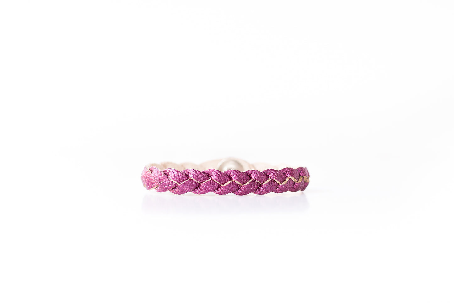 Braided Leather Bracelet / Pink Sapphire Shimmer