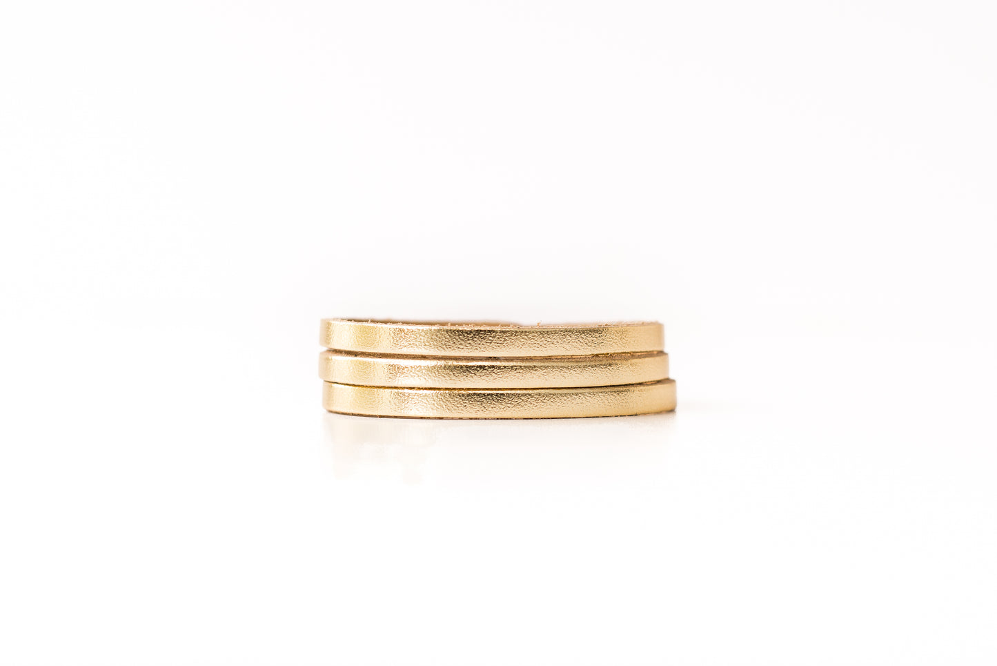 Leather Bracelet / Ultra Skinny Sliced Cuff / Metallic Gold