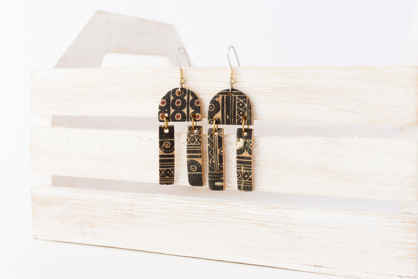Leather Earrings / Mini Sunrays / Egyptian Cork