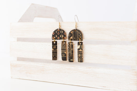 Leather Earrings / Mini Sunrays / Egyptian Cork