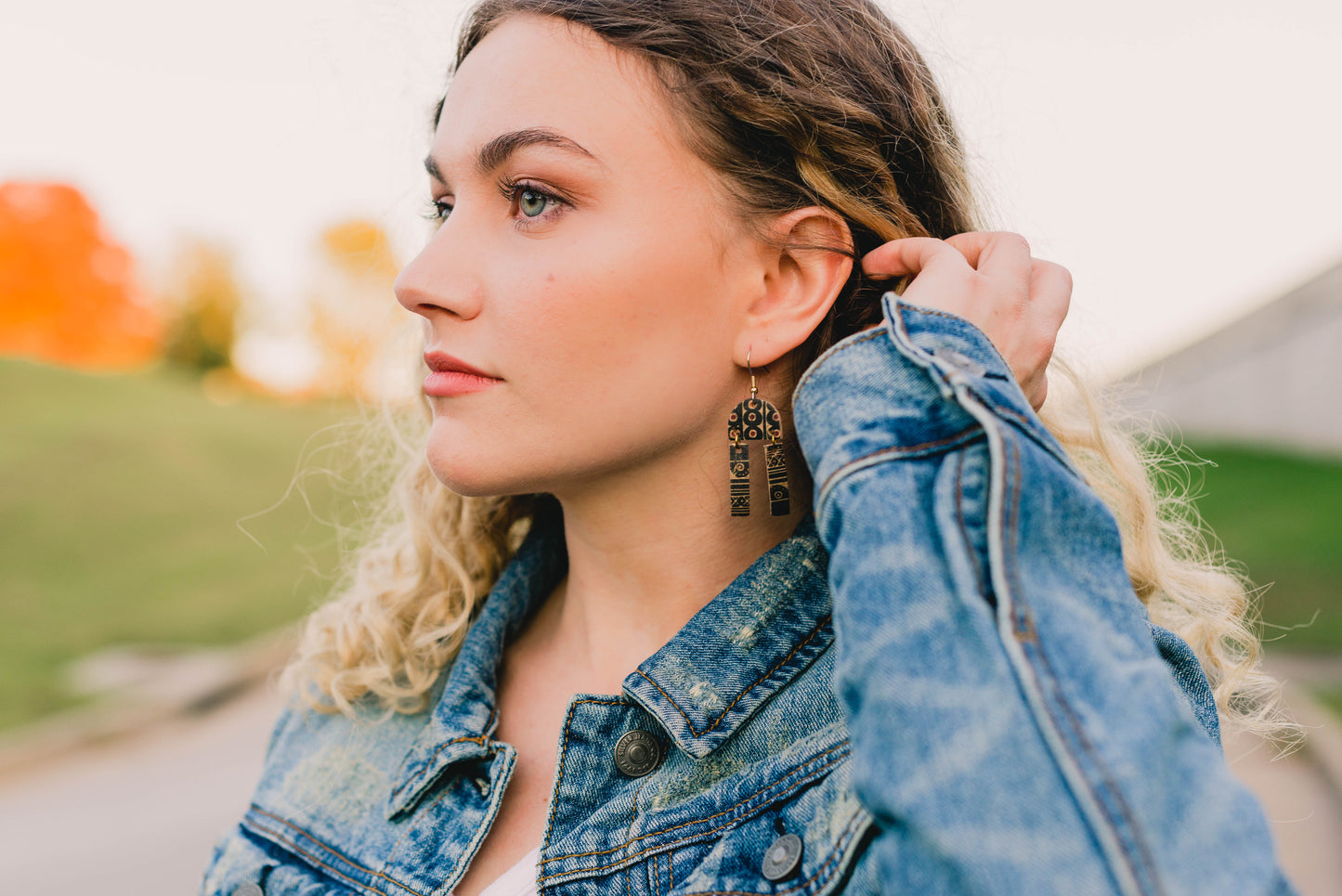 Leather Earrings / Mini Sunrays / Egyptian Cork