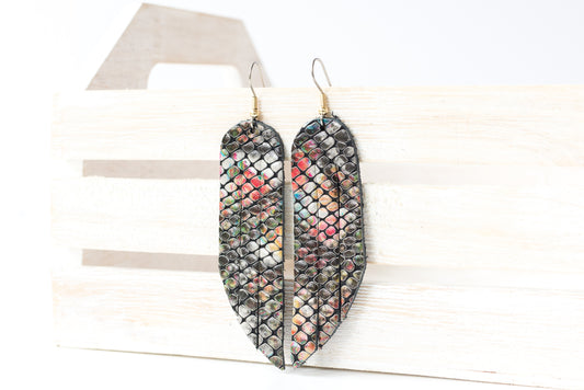 Leather Earrings / Fringe / Prism Snake