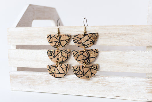 Leather Earrings / Tri Luna / GeoCork