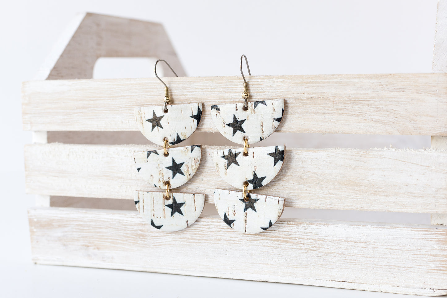 Leather Earrings / Tri Luna / Starstruck Cork