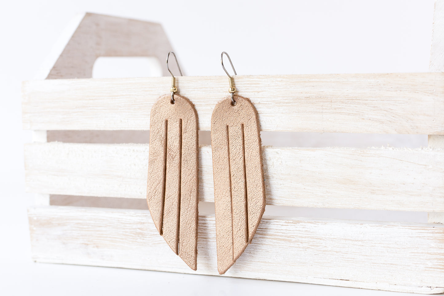 Leather Earrings / Fringe / Latte Shimmer