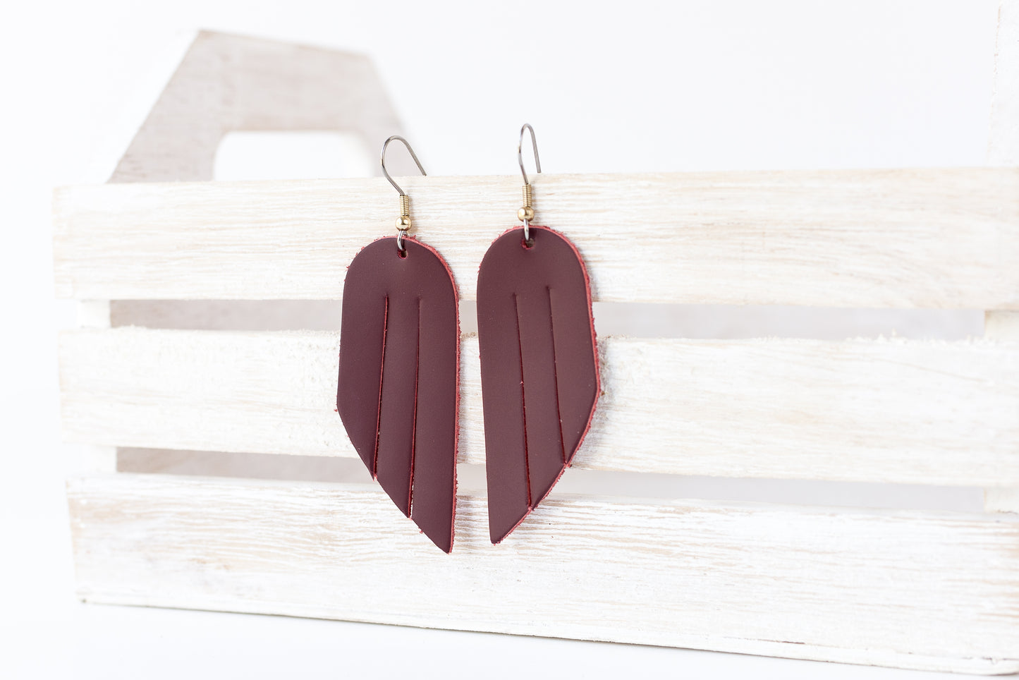 Leather Earrings / Mini Fringe / Smooth Sangria