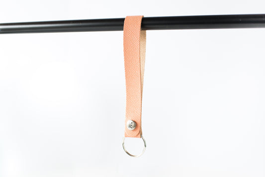 Leather Wristlet Keychain / Snap Loop / Coral Sands