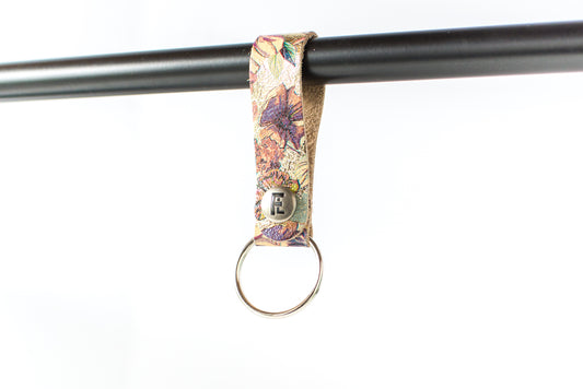 Leather Keychain / Snap Loop / Garden Party