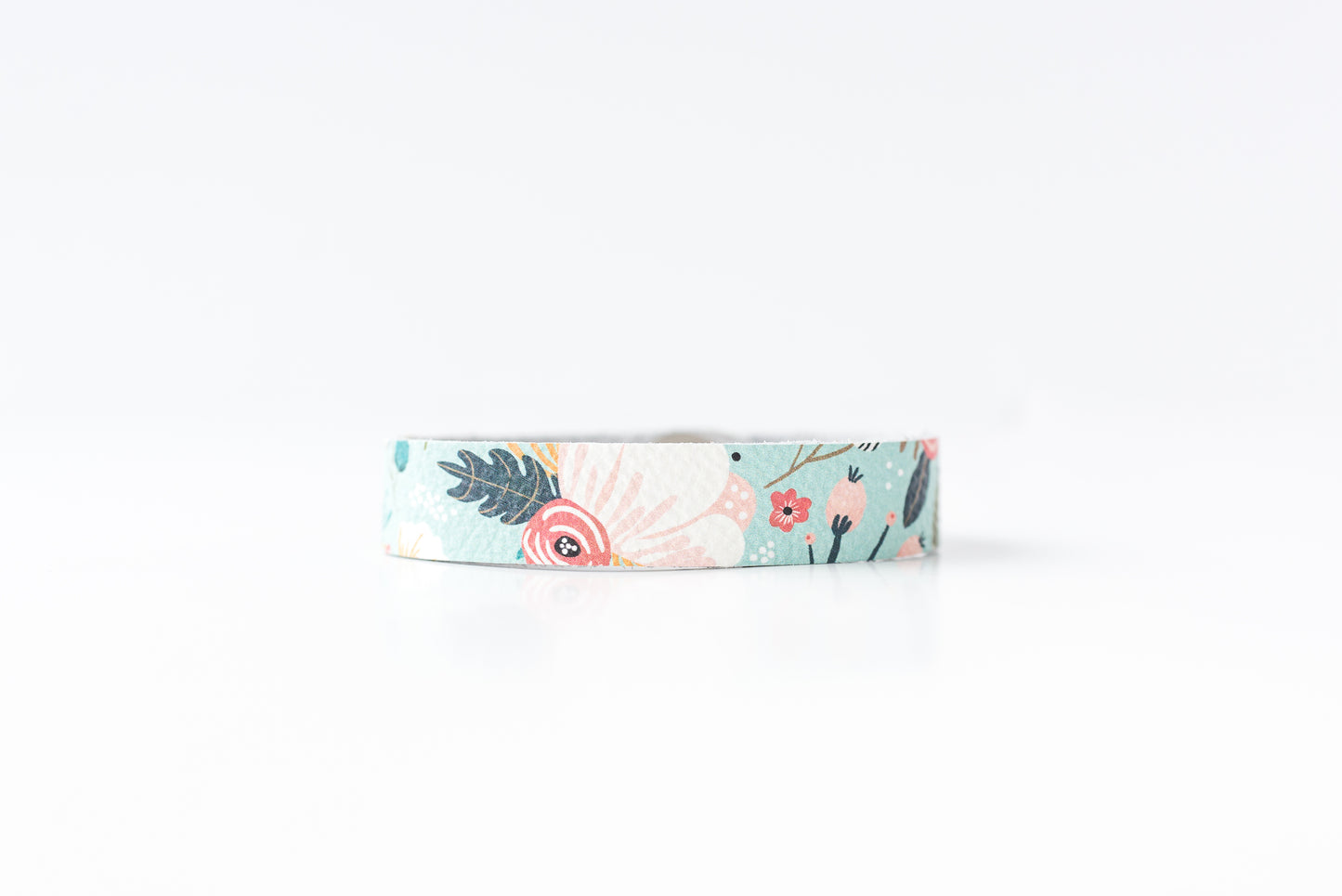 Leather Bracelet / Skinny Slim Cuff / Spring Bouquet