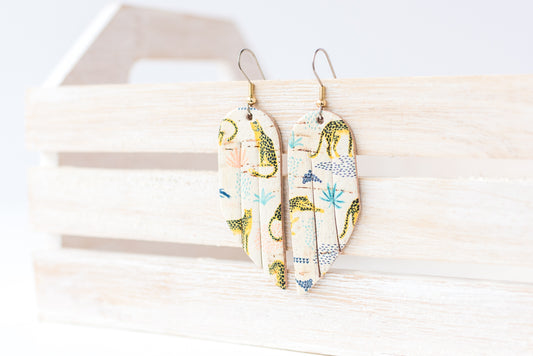 Leather Earrings / Mini Fringe / Wild Cheetah Cork