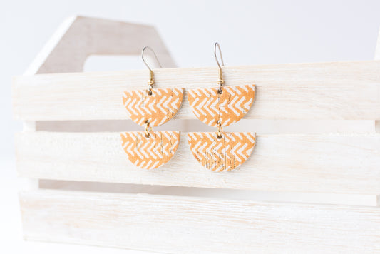 Leather Earrings / Demi Luna / Apricot Cork