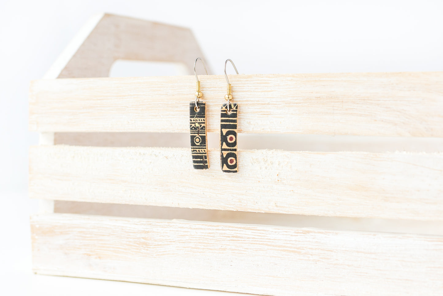 Leather Earrings / Simple Tiny / Egyptian Cork