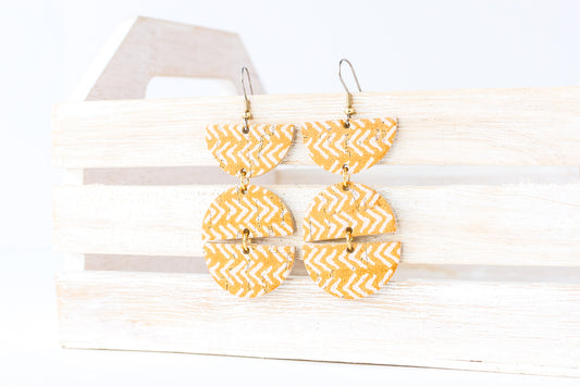 Leather Earrings / Mila / Apricot Cork