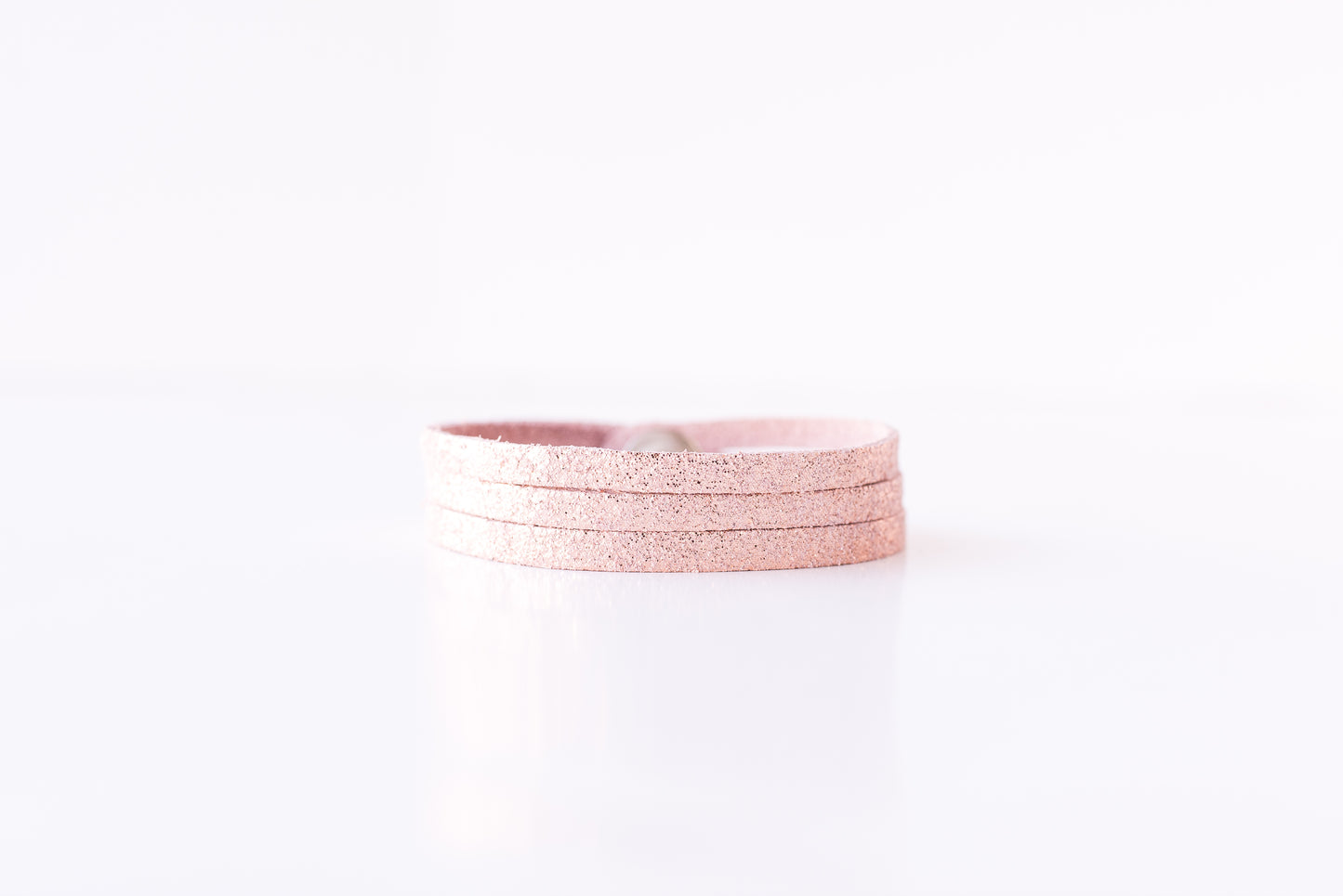 Leather Bracelet / Ultra Skinny Sliced Cuff / Rosegold