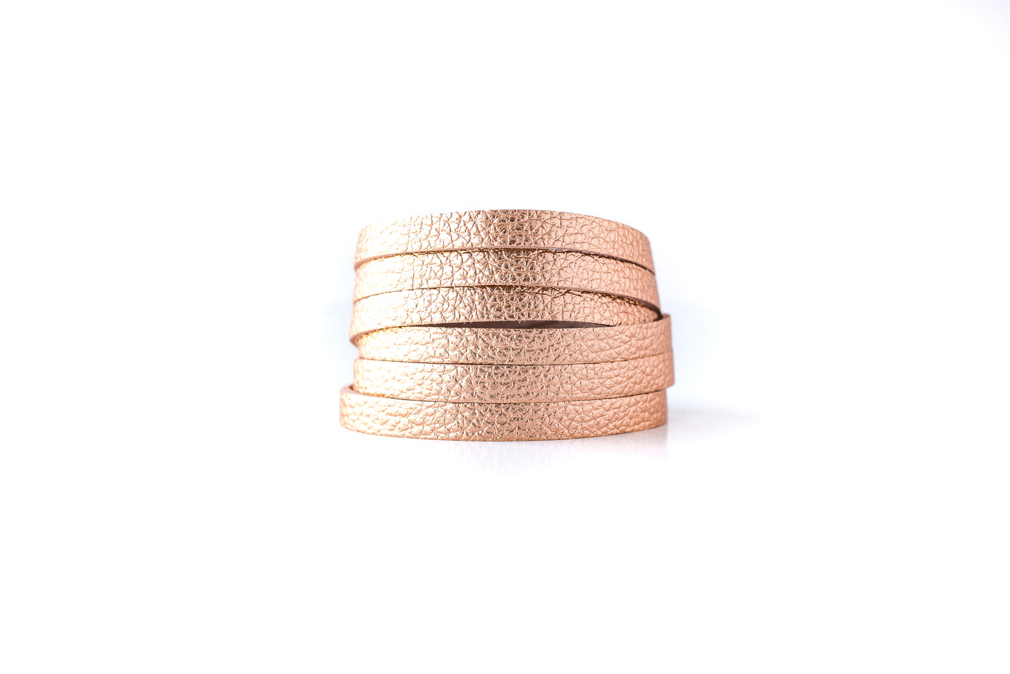 Leather Bracelet / Skinny Sliced Wrap Cuff / Soft Copper