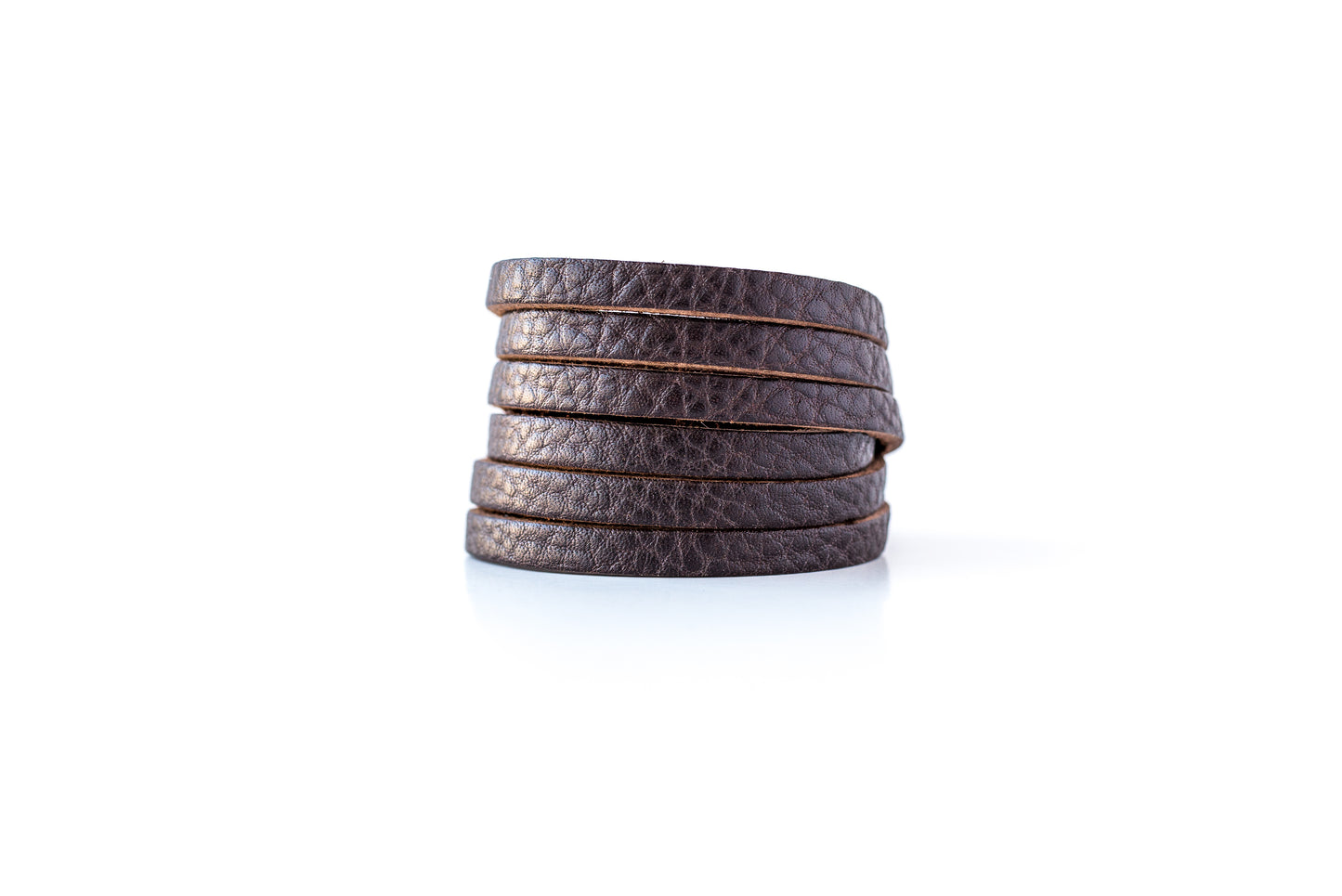 Leather Bracelet / Skinny Sliced Wrap Cuff / Chocolate Brown