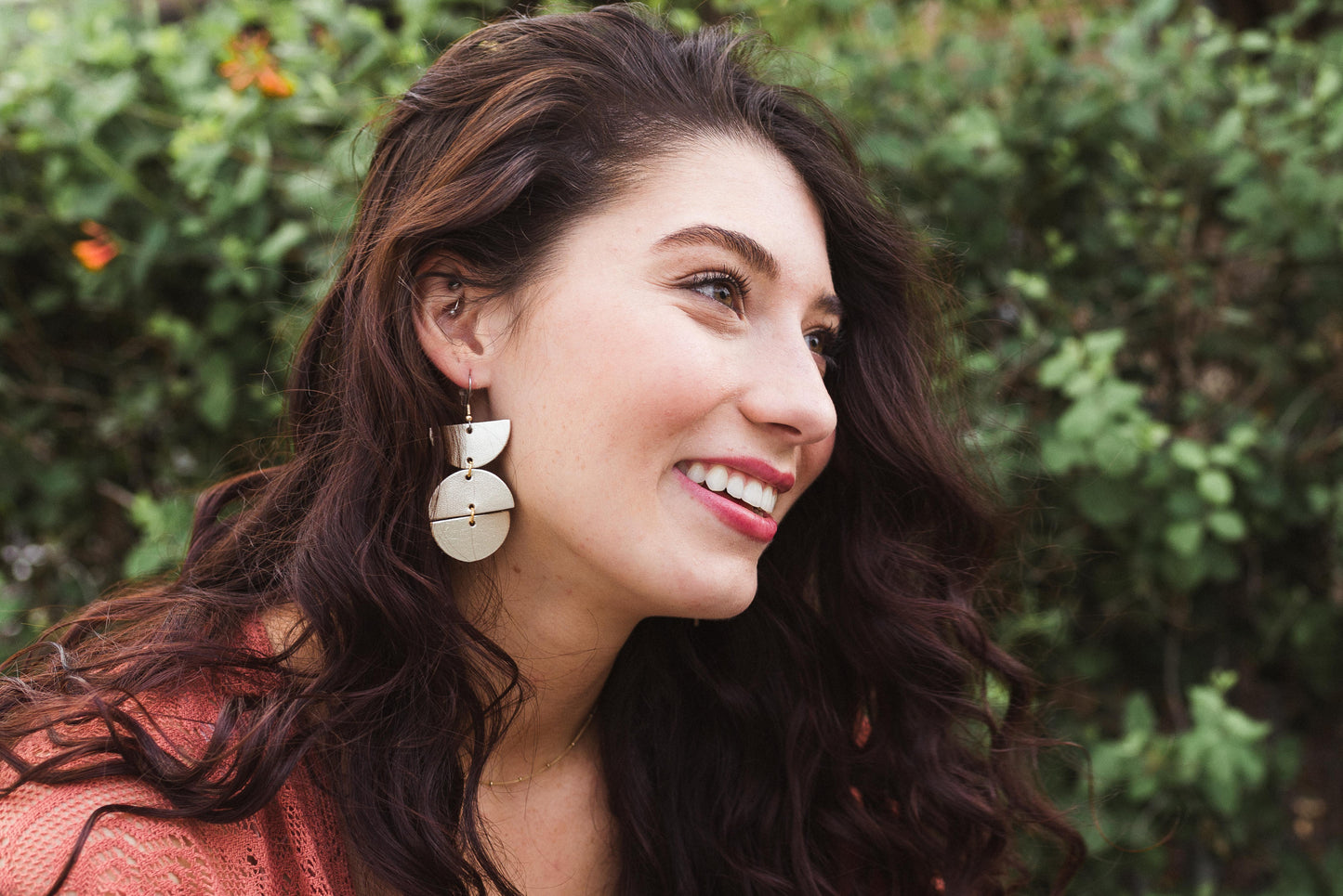 Leather Earrings / Mila / Metallic Platinum
