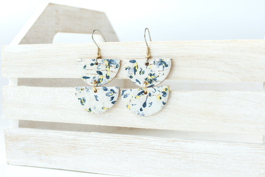 Leather Earrings / Demi Luna / Lemon Verbena Cork