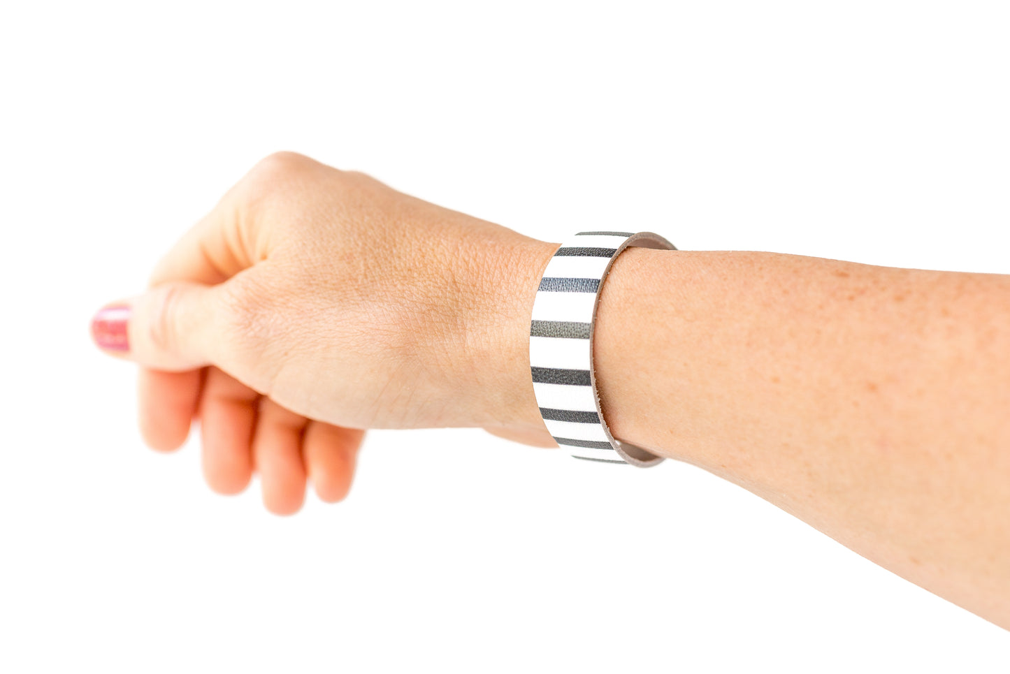 Leather Bracelet / Skinny Slim Cuff / Striped