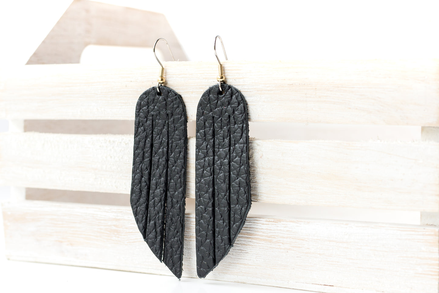 Leather Earrings / Fringe / Deep Black