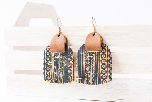 Leather Earrings / Fringies / Egyptian Cork & Washed Tan