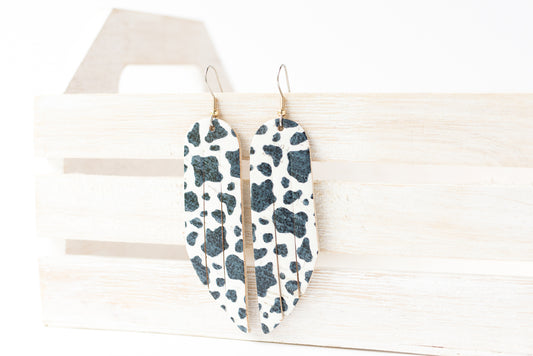 Leather Earrings / Fringe / Cowbell Cork