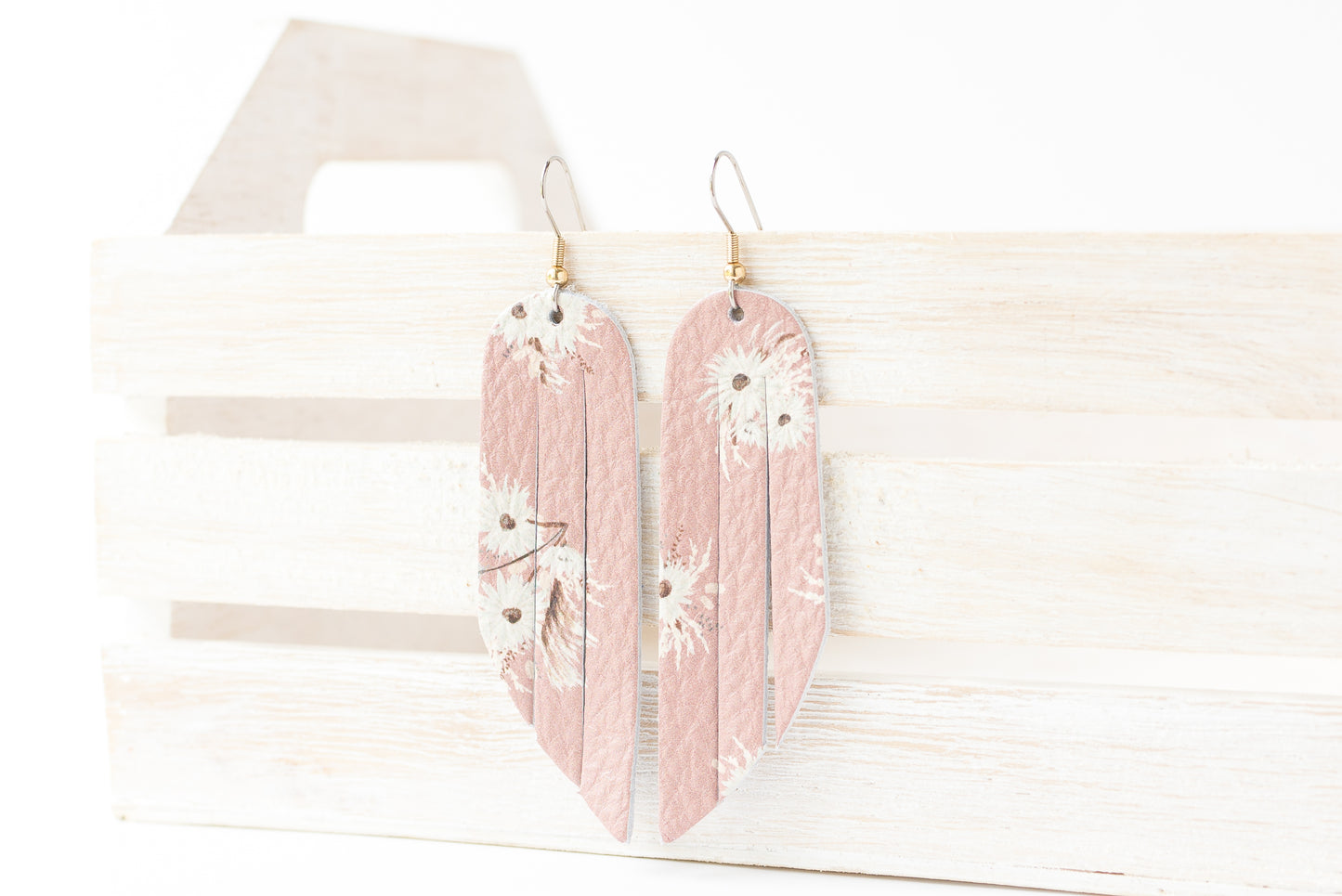 Leather Earrings / Fringe / Blush Blooms
