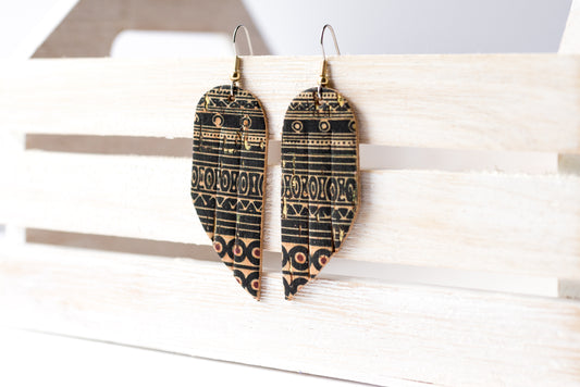 Leather Earrings / Mini Fringe / Egyptian Cork