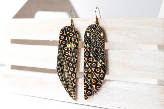 Leather Earrings / Fringe / Egyptian Cork