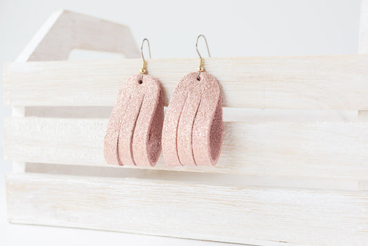 Leather Earrings / Mini Sliced / Rosegold
