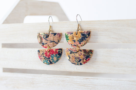 Leather Earrings / Demi Luna / Superbloom Cork
