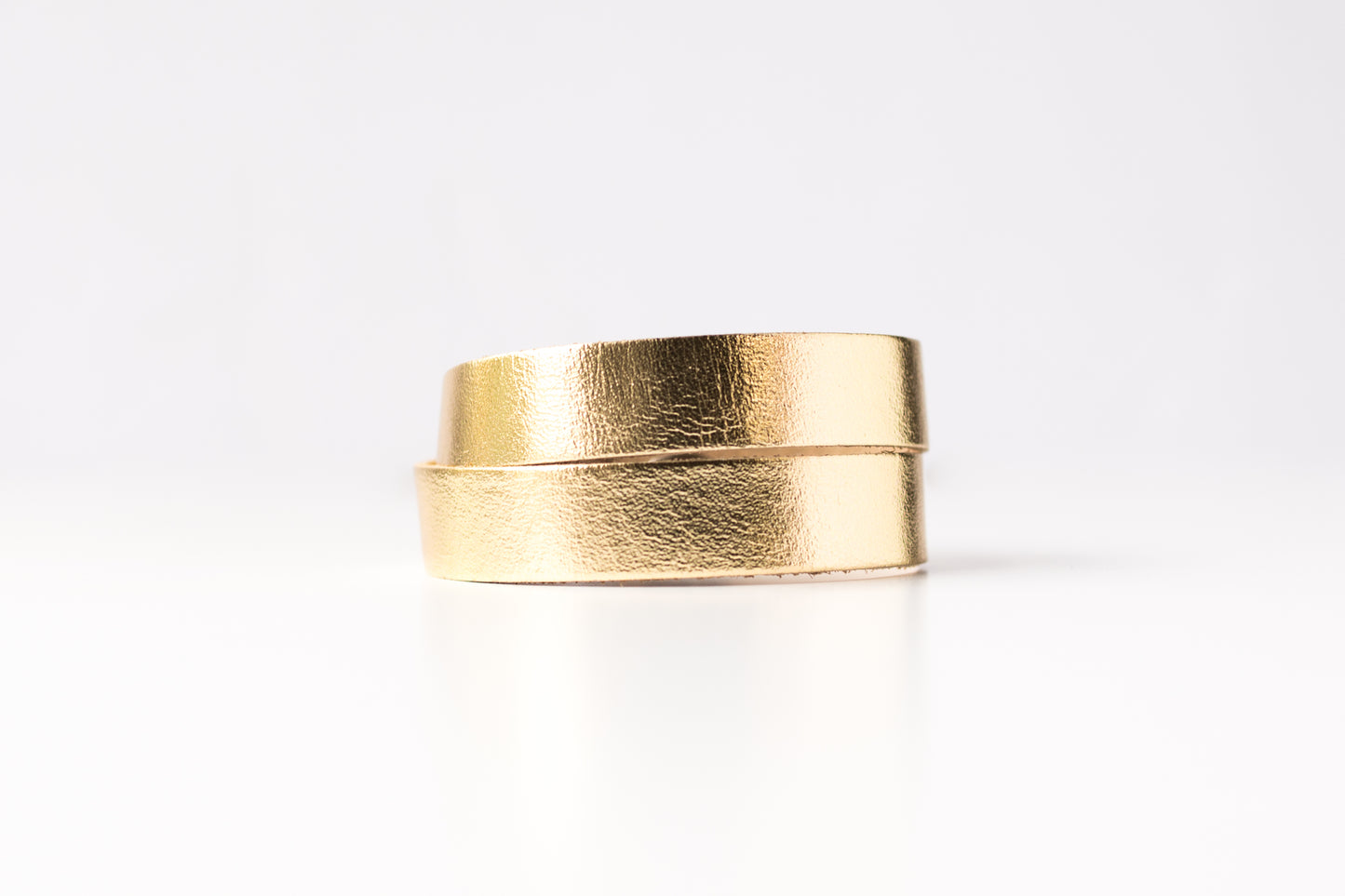 Leather Bracelet / Slim Wrap Cuff / Metallic Gold