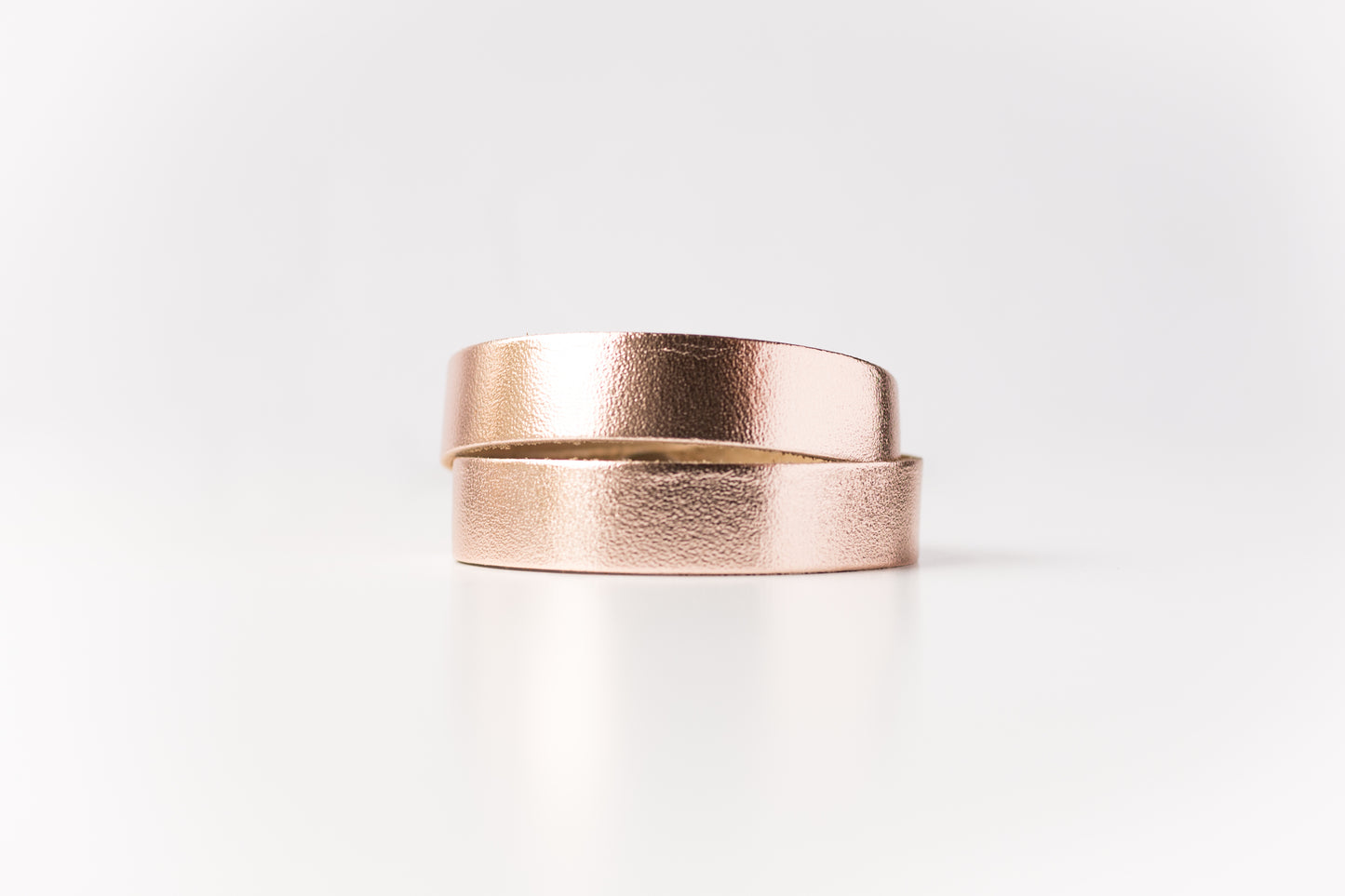 Leather Bracelet / Slim Wrap Cuff / Metallic Rosegold