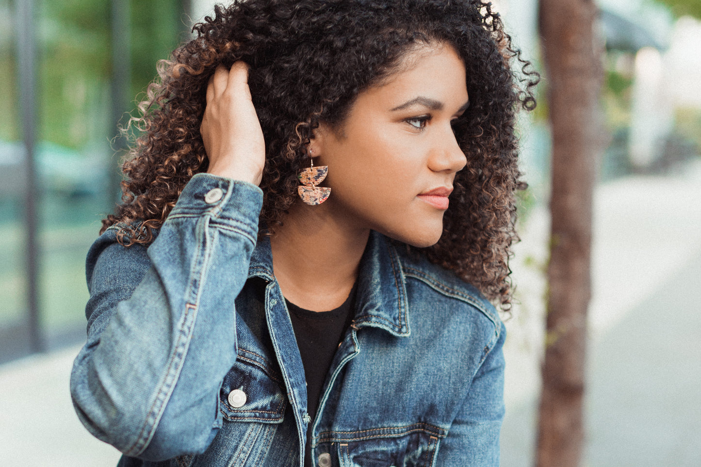 Leather Earrings / Demi Luna / Superbloom Cork