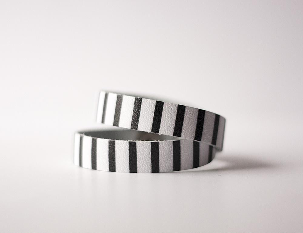 Leather Bracelet / Slim Wrap Cuff / Striped