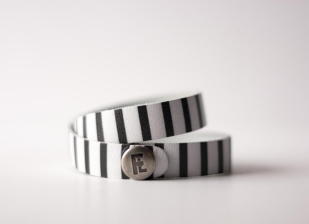 Leather Bracelet / Slim Wrap Cuff / Striped