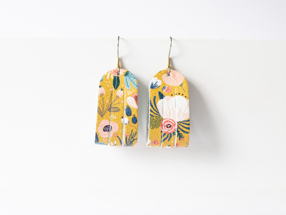 Leather Earrings / Mini Sliced / Fall Bouquet